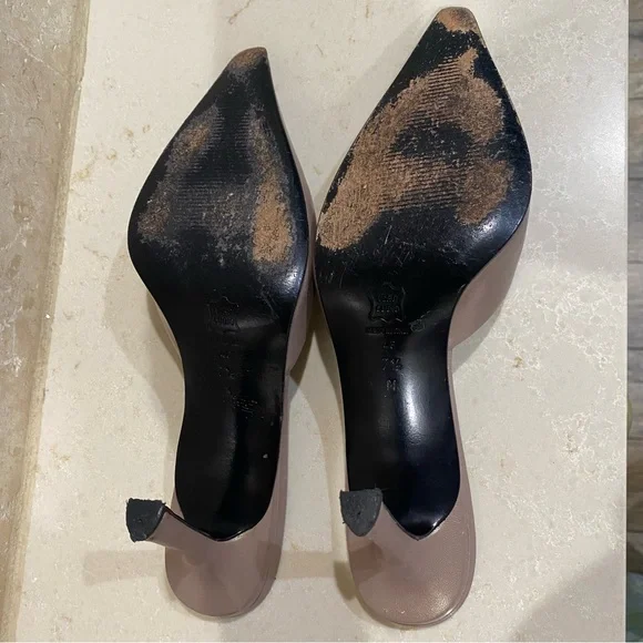 Via Spiga Pointy Pink Silver Mules with Kitten Heel - Picture 2 of 3